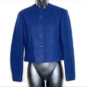 Vtg 1970s Pendleton Jacket Blazer 6 Blue 100% Wool 
Cropped